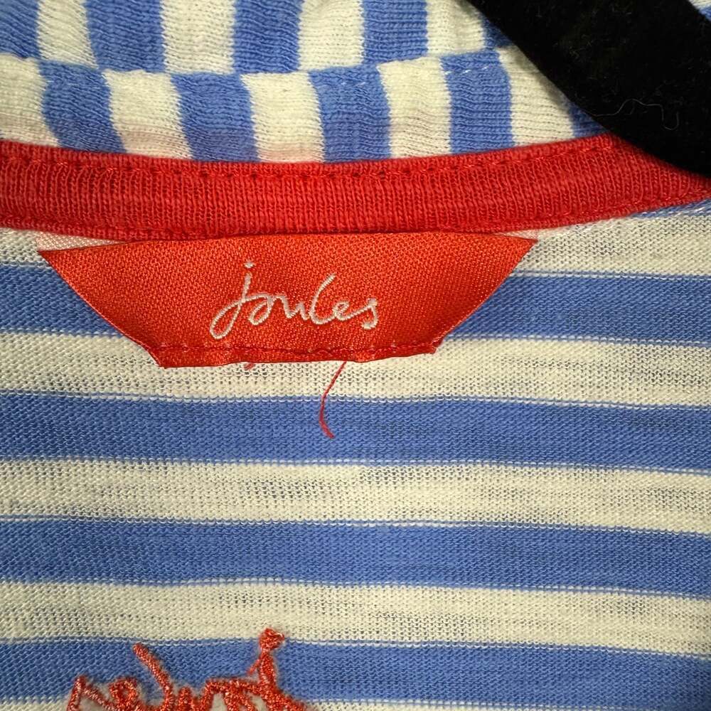 JOULES Harri Top Light Blue & White Striped V-Neck Women's Size Medium - Picture 3 of 7